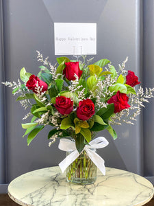 RED ROSES WITH VASE